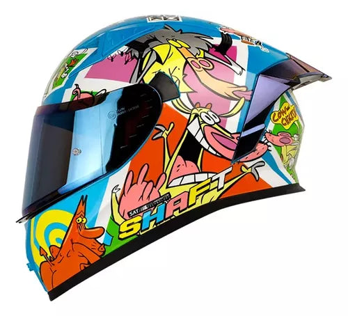 Casco Integral Shaft 526SP Cartoon Cow A Moto Helmets Sebastian