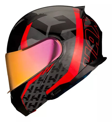 Casco Abatible Hax Amatista Wind Rojo Brillante Moto Helmets