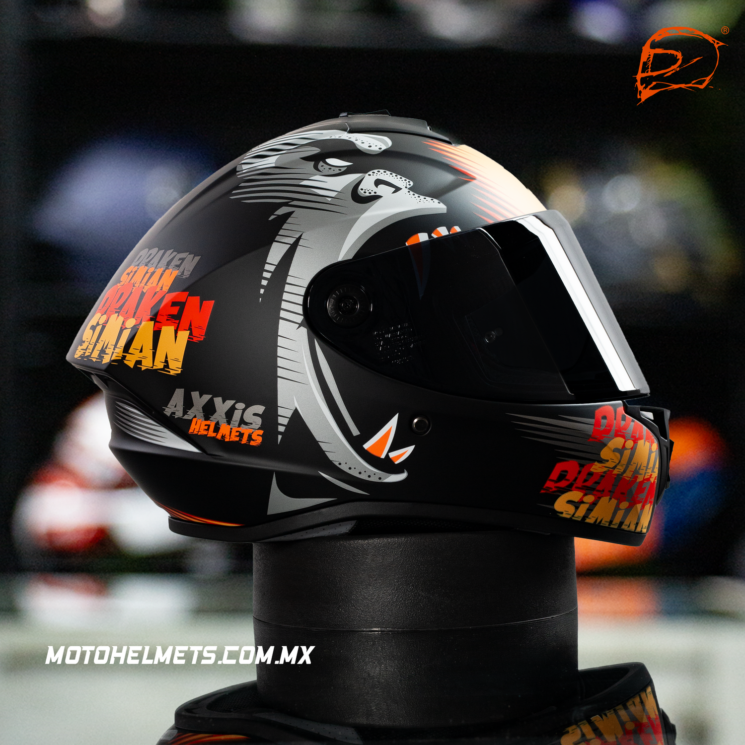 CASCO INTEGRAL AXXIS DRAKEN SIMIAN C4 GRIS NARANJA