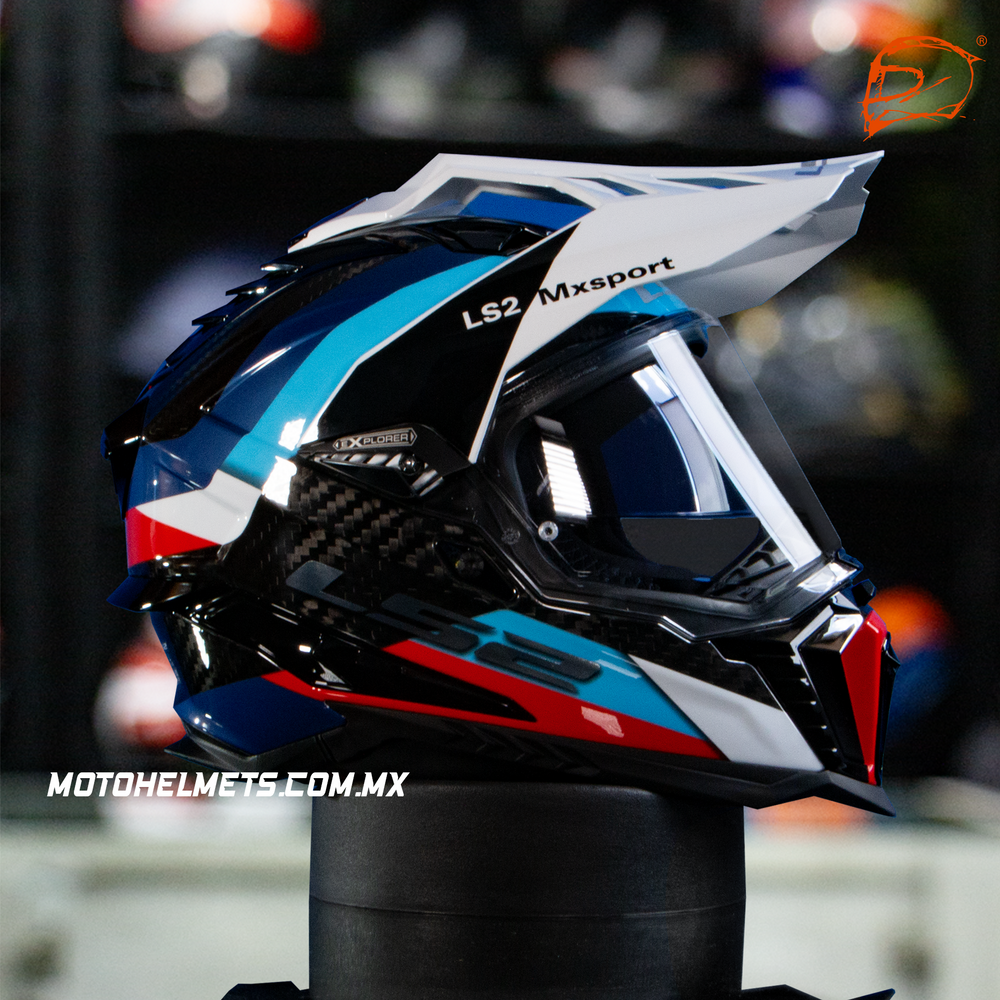 Casco LS2 MX701 Explorer Carbono Frontier Azul/Rojo -06