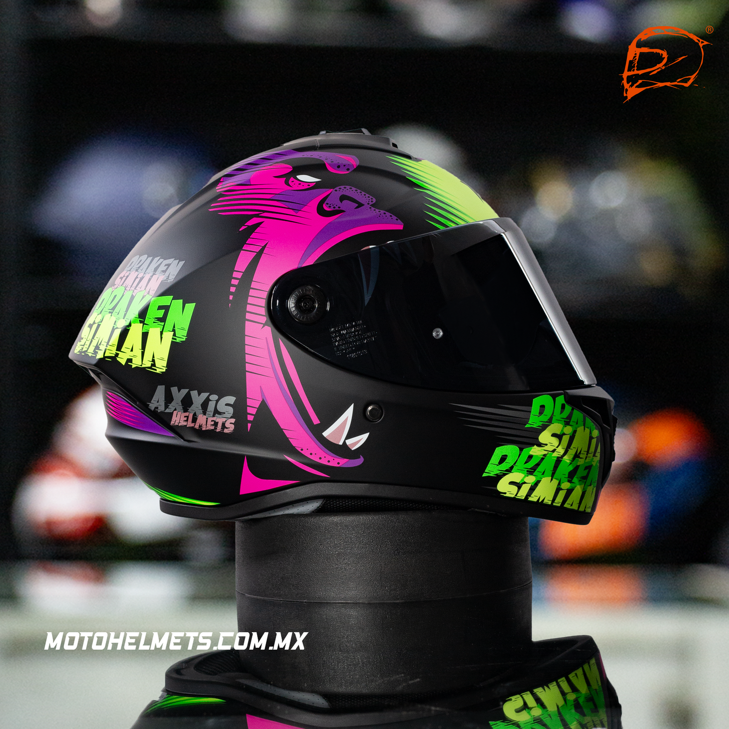 CASCO INTEGRAL AXXIS DRAKEN SIMIAN B13 ROSA AMARILLO