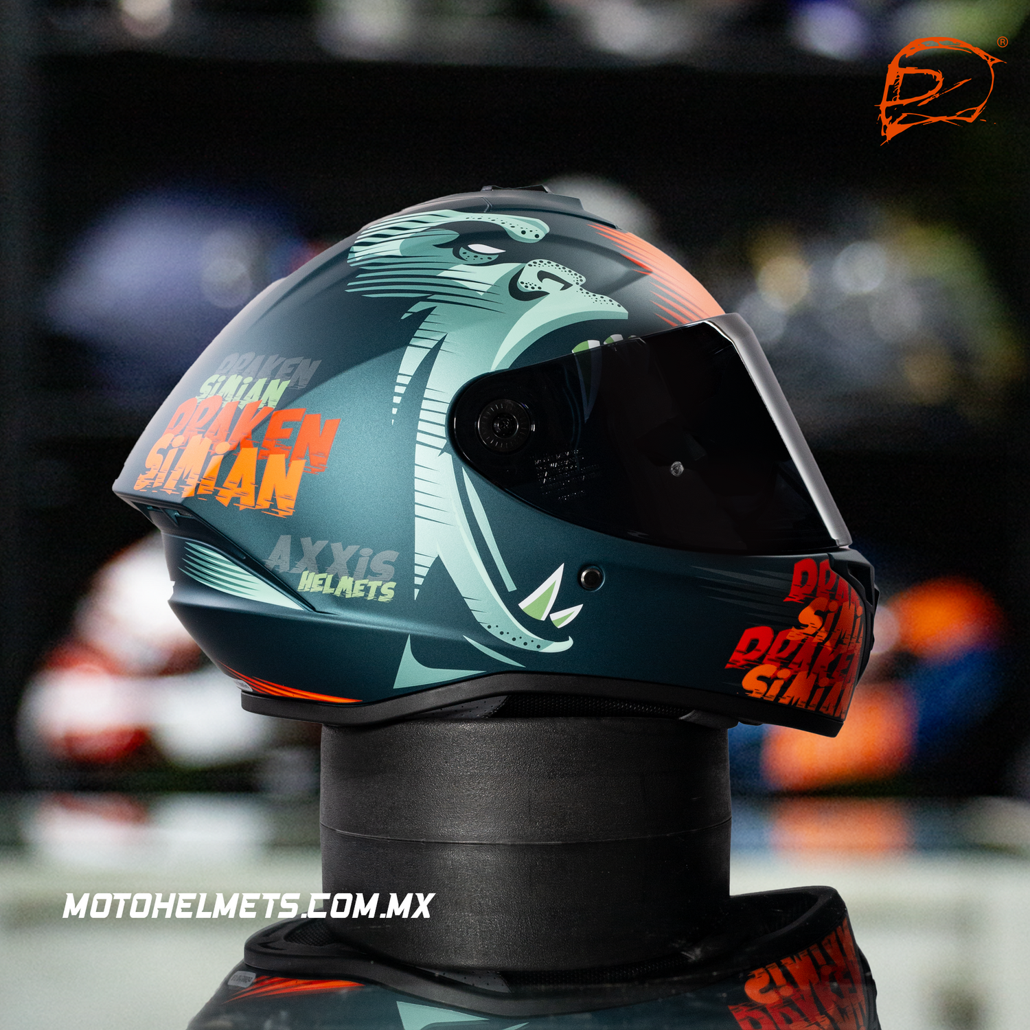 CASCO INTEGRAL AXXIS DRAKEN SIMIAN NARANJA VERDE B4