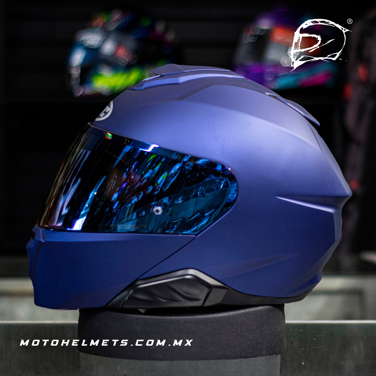 CASCO HJC ABATIBLE I91 AZUL MATE