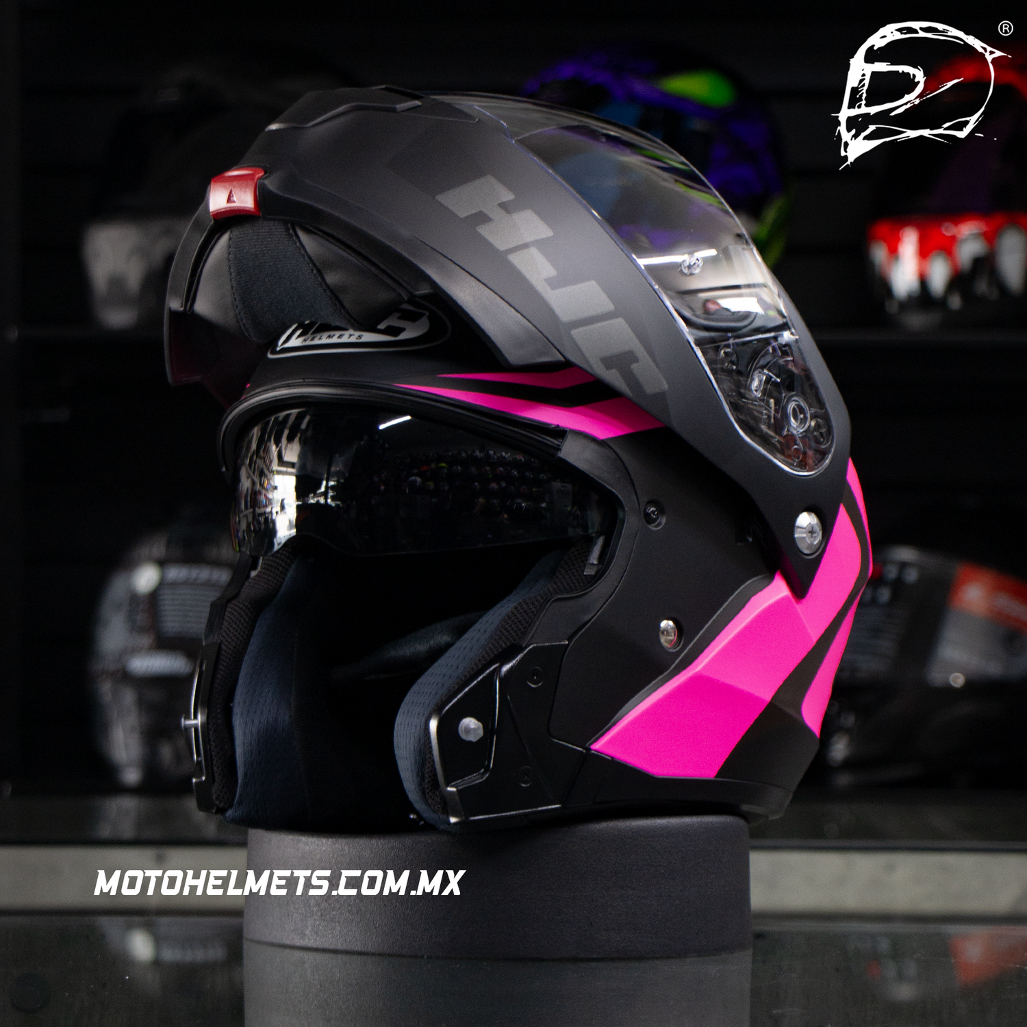 CASCO ABATIBLE HJC C91N NEPOS NEGRO ROSA