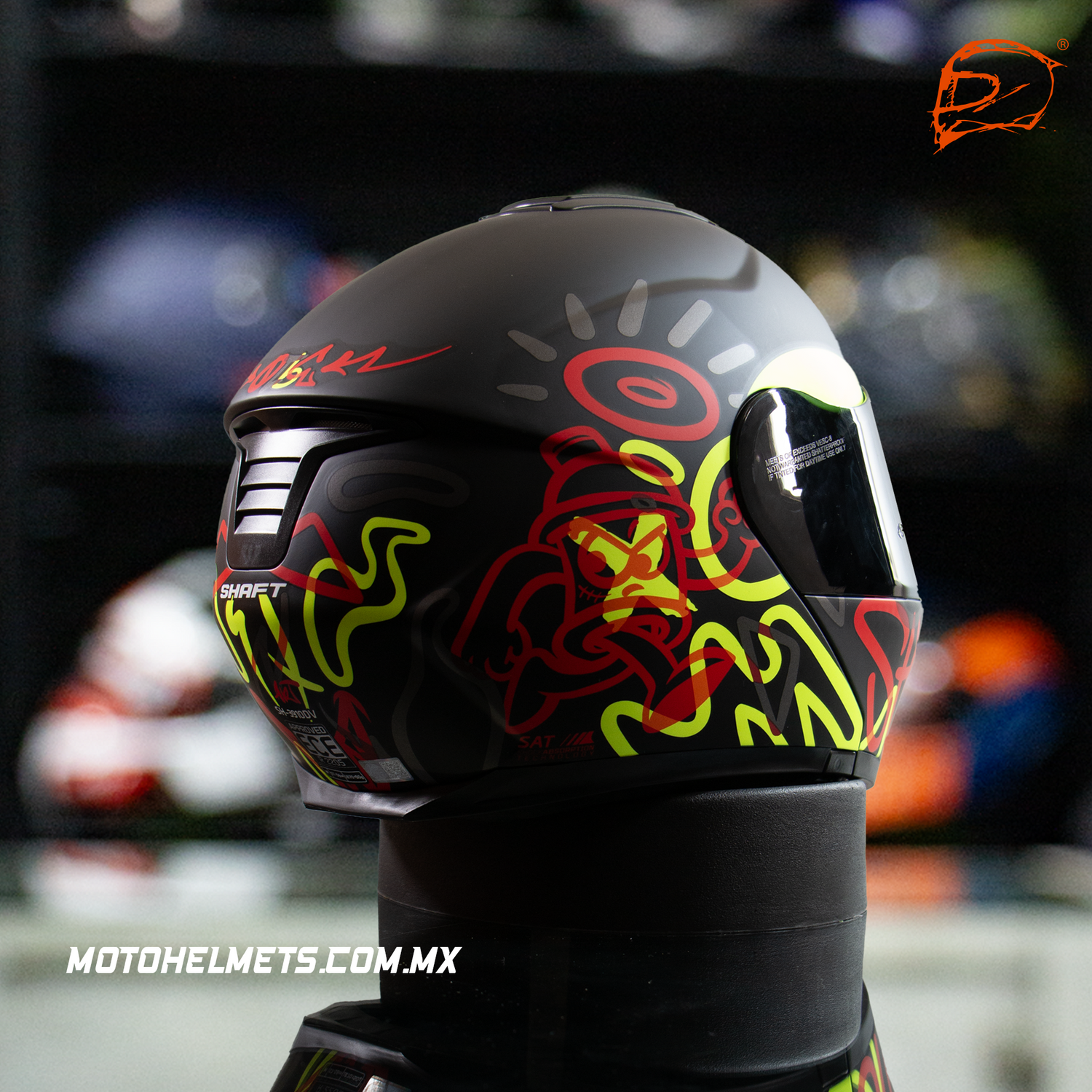 CASCO ABATIBLE SHAFT 3910 ART ROJO NEON