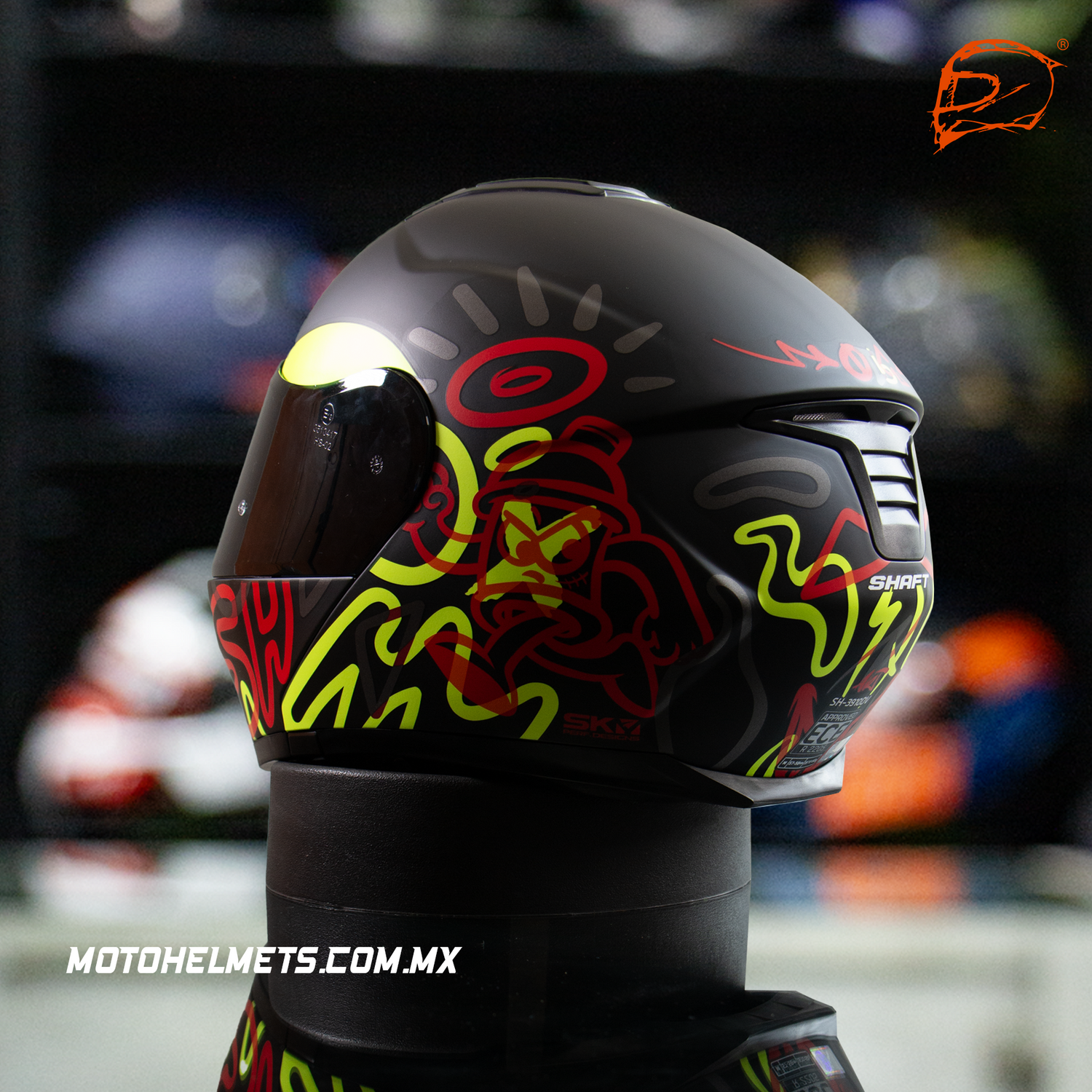 CASCO ABATIBLE SHAFT 3910 ART ROJO NEON