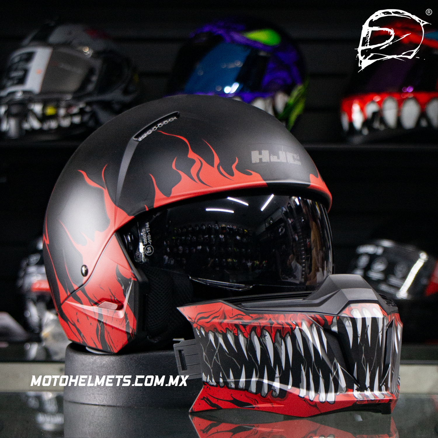 CASCO ABIERTO HJC I20 SCRAW NEGRO ROJO