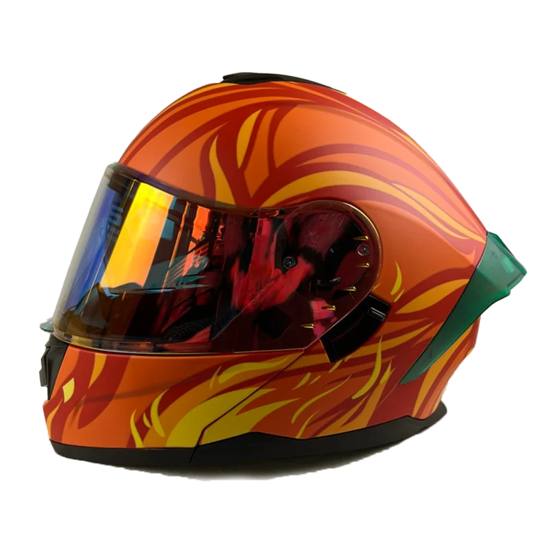 CASCO ABATIBLE R7 RACING ALFA CON LUZ LED DOBLE MICA DRAGON BREATH NIGHT VISION