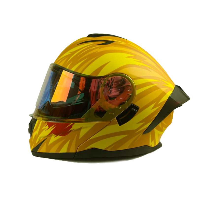 CASCO ABATIBLE R7 RACING ALFA CON LUZ LED DOBLE MICA THUNDER PIKACHU NIGHT VISION