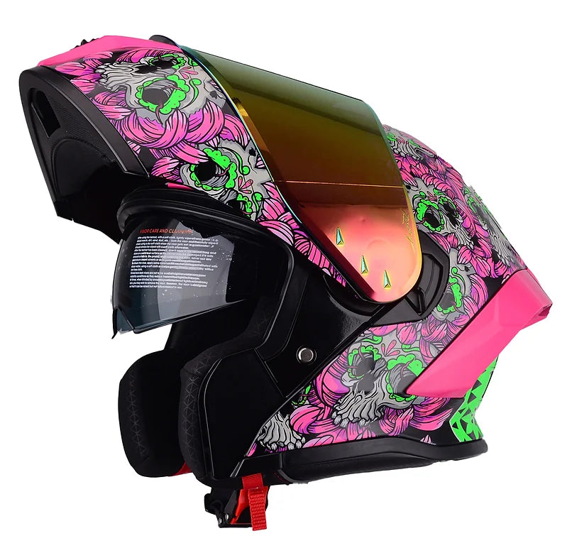 Casco Abatible Noss NS X90N Calavera Rosa