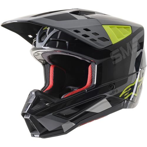 CASCO ALPINESTARS CROSS S-M5 ROVER NEGRO DOBLE CERTIFICACION NEGRO AMARILLO