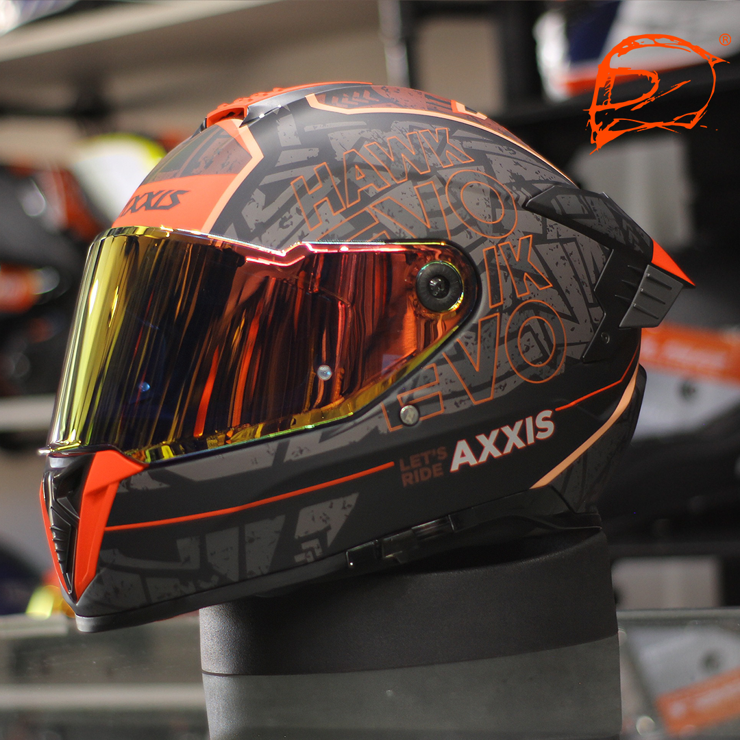 Casco Integral Axxis Hawk Lets Ride B5 Rojo Gris