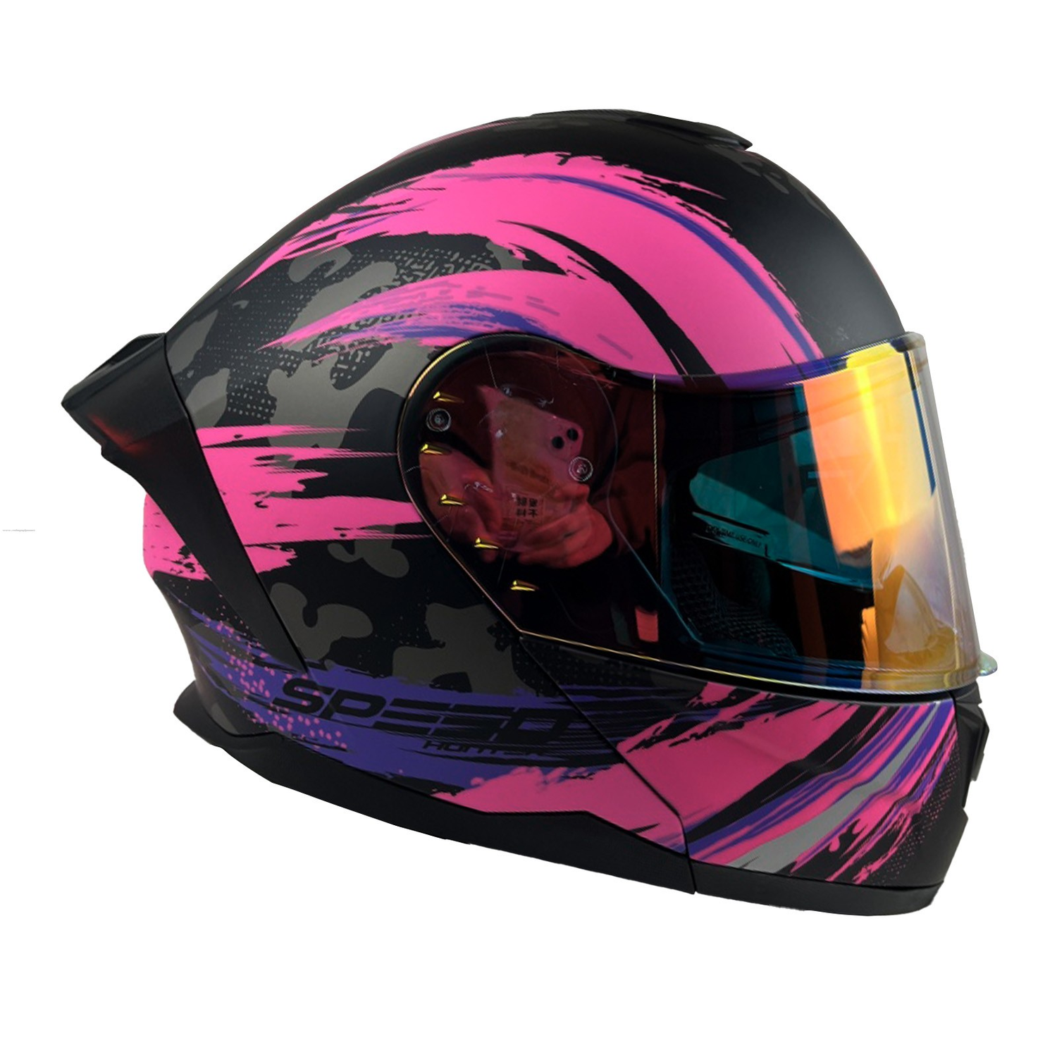 CASCO ABATIBLE R7 RACING ALFA CON LED DOBLE MICA DOT MORADO MATE