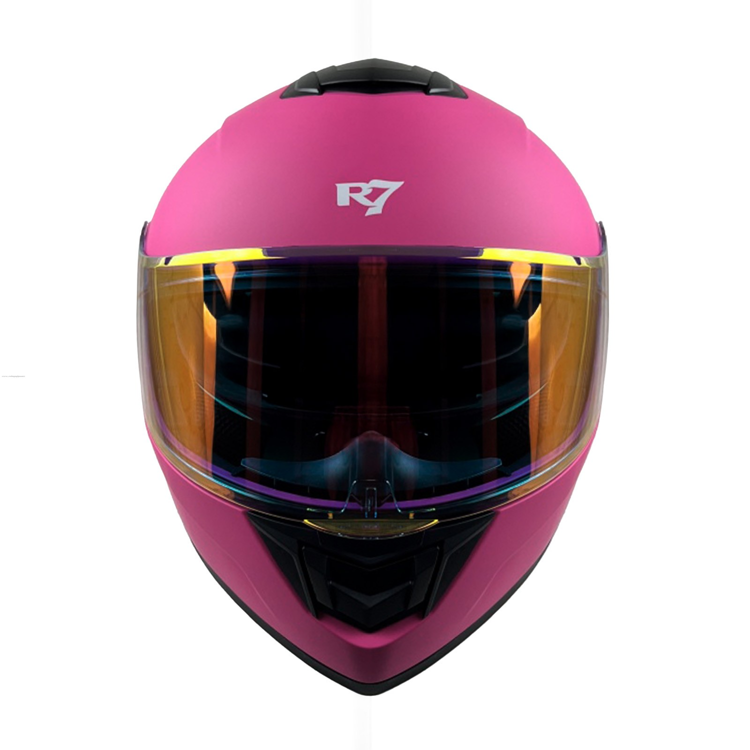 CASCO ABATIBLE R7 RACING ALFA CON LED DOBLE MICA DOT ROSA MATE