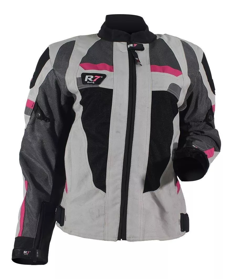 CHAMARRA DEPORTIVA R7-470 PARA DAMA GRIS ROSA