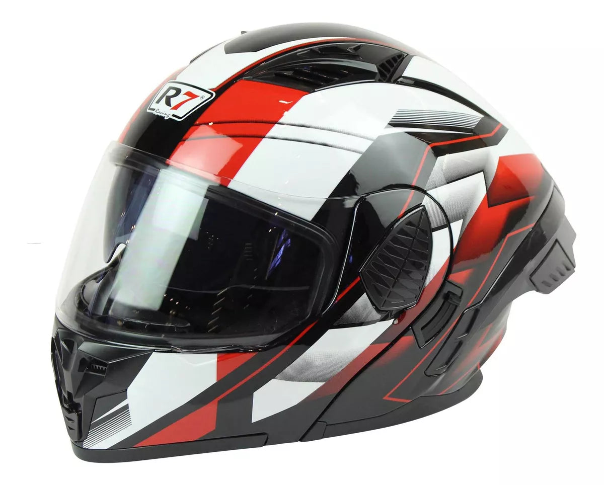 CASCO ABATIBLE R7 RACING 167 NEGRO ROJO BLANCO