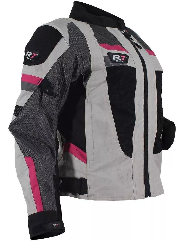 CHAMARRA DEPORTIVA R7-470 PARA DAMA GRIS ROSA