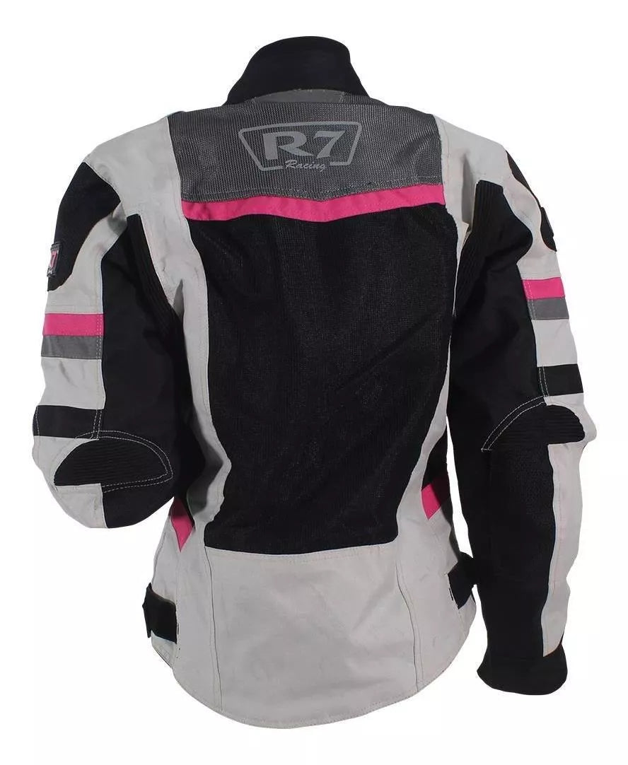 CHAMARRA DEPORTIVA R7-470 PARA DAMA GRIS ROSA