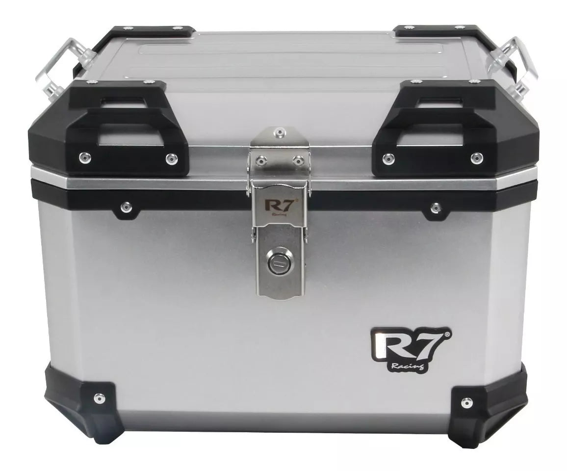 BAUL TRASERO MOTOCICLISTA R7 PLATA PLASTICO 45 LTS