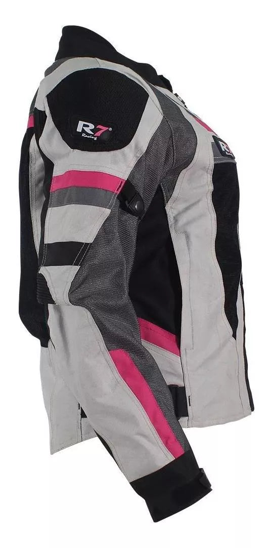 CHAMARRA DEPORTIVA R7-470 PARA DAMA GRIS ROSA