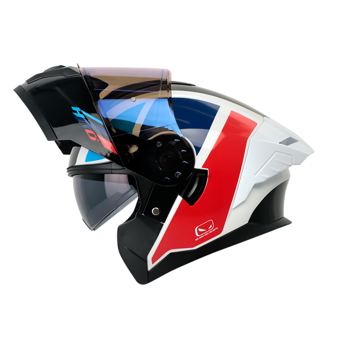 CASCO ABATIBLE HRO 3480  RACESPEC  AZUL BLANCO ROJO