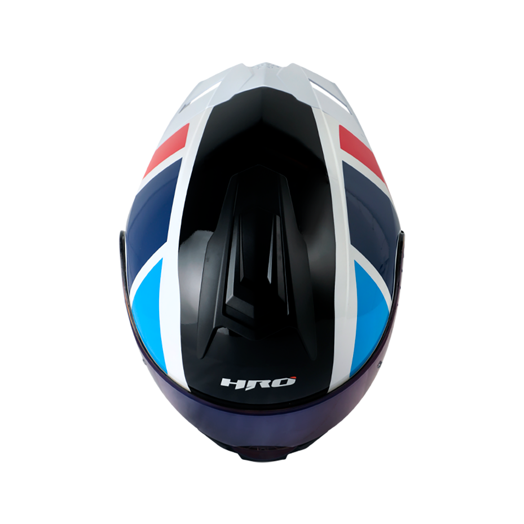 CASCO ABATIBLE HRO 3480  RACESPEC  AZUL BLANCO ROJO