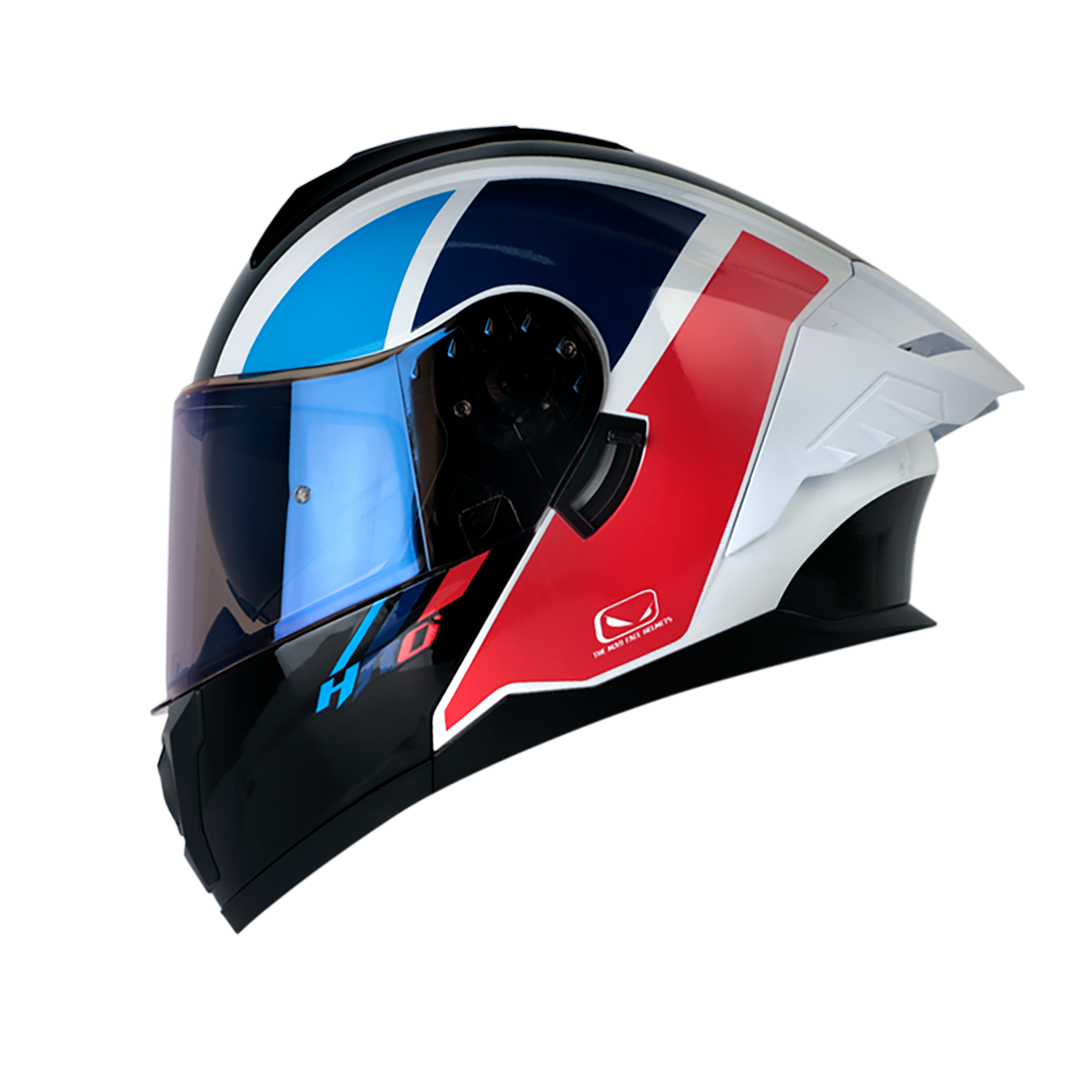 CASCO ABATIBLE HRO 3480  RACESPEC  AZUL BLANCO ROJO