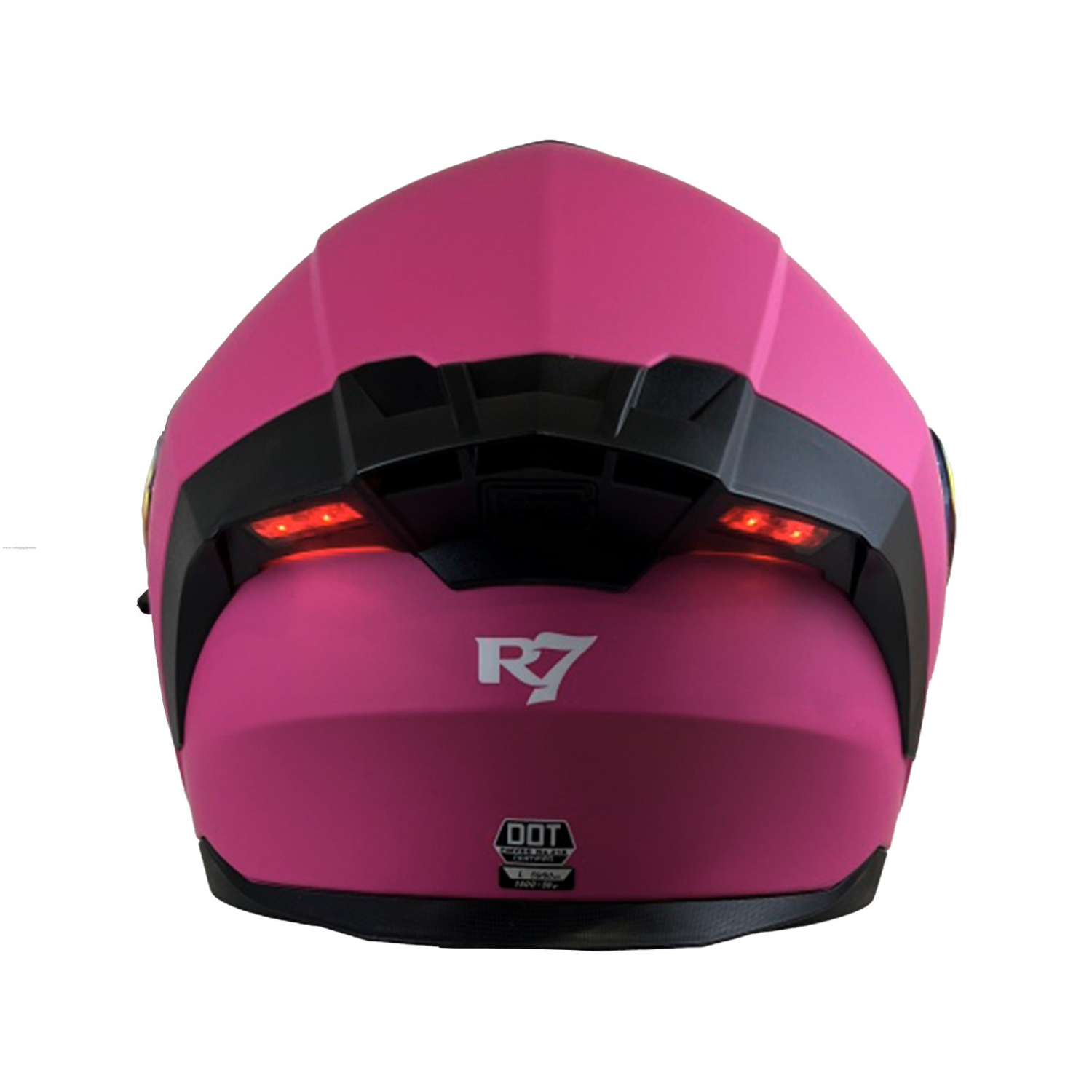 CASCO ABATIBLE R7 RACING ALFA CON LED DOBLE MICA DOT ROSA MATE