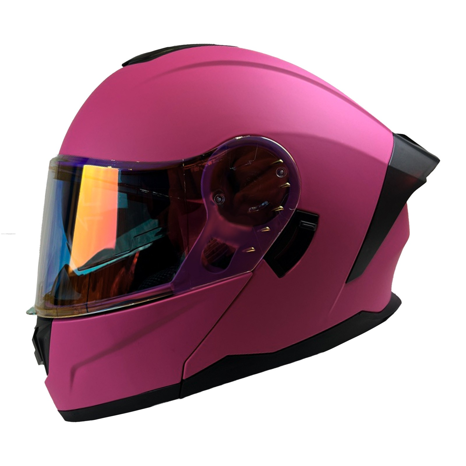 CASCO ABATIBLE R7 RACING ALFA CON LED DOBLE MICA DOT ROSA MATE