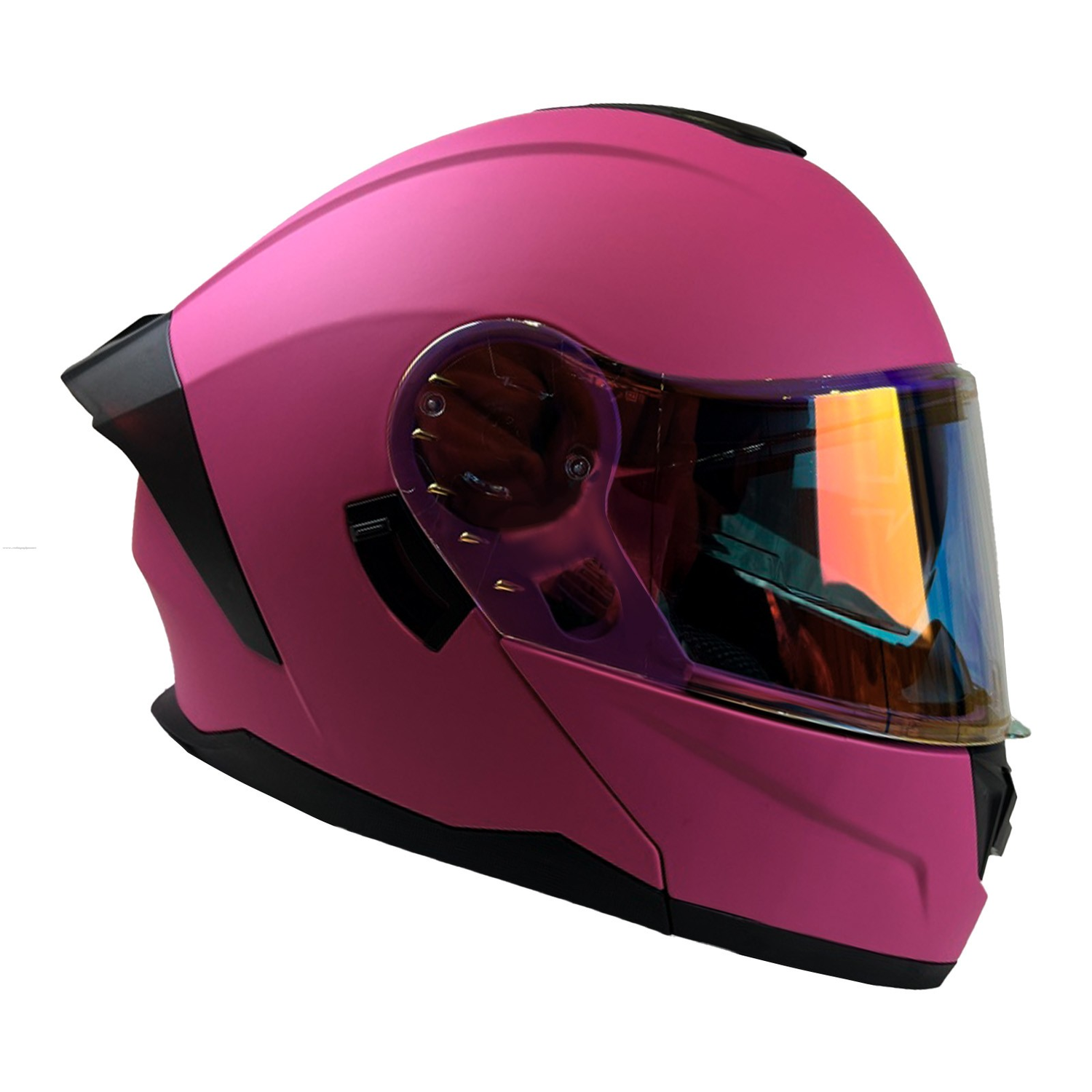 CASCO ABATIBLE R7 RACING ALFA CON LED DOBLE MICA DOT ROSA MATE