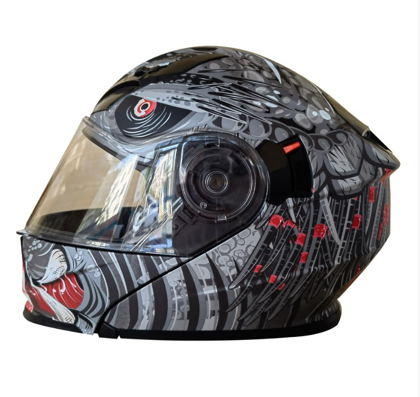 CASCO ABATIBLE R7 EXPERT PREDATOR GRIS