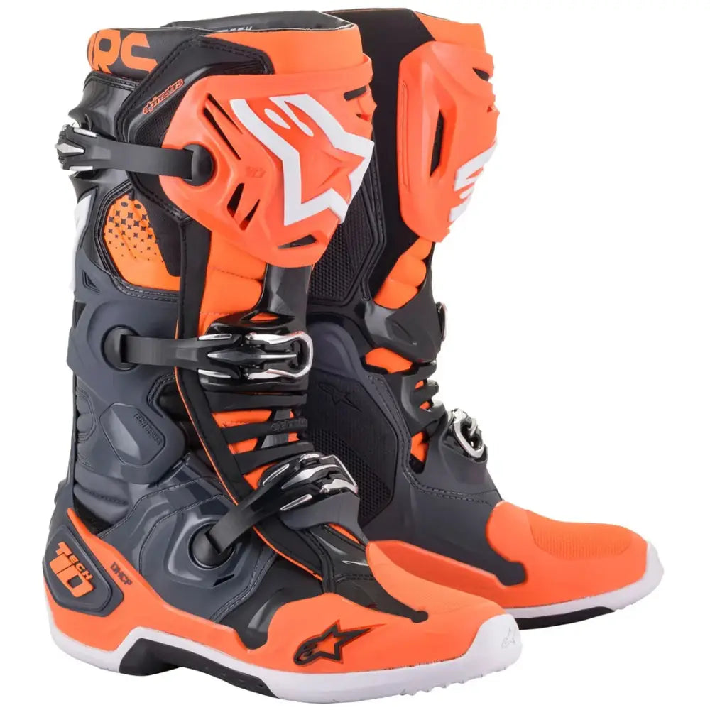 BOTAS PARA MOTOCROSS ALPINESTARS TECH 10 GRIS NARANJA