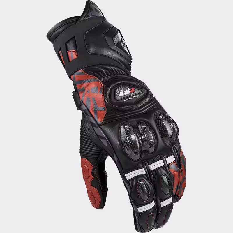 Guantes  Ls2  Feng  Piel  Negro Rojo