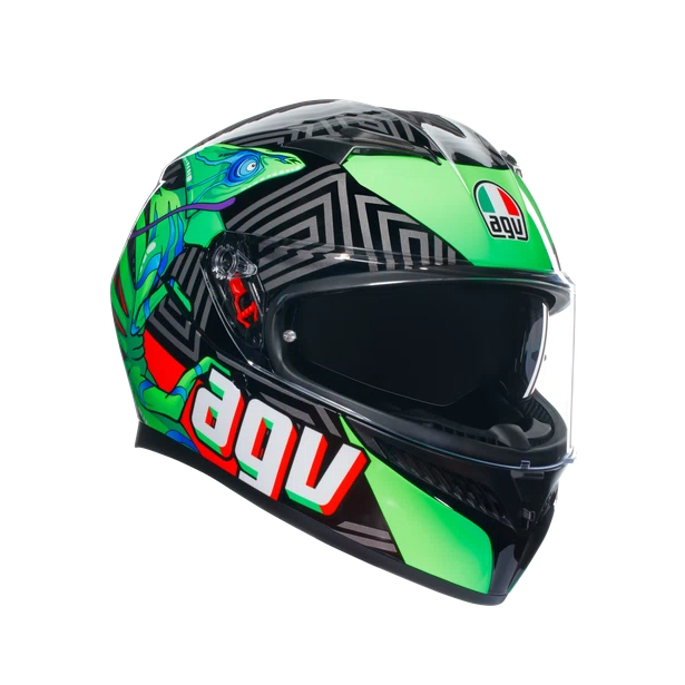 CASCO INTEGRAL AGV K3 E2206 KAMALEON VERDE ROJO