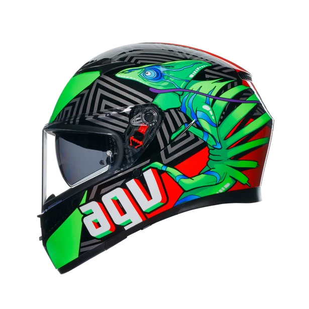 CASCO INTEGRAL AGV K3 E2206 KAMALEON VERDE ROJO