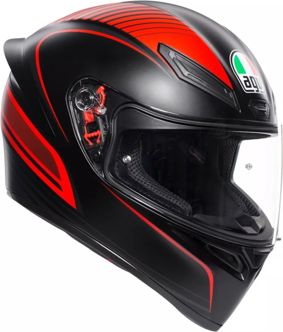 CASCO INTEGRAL AGV K1 WARMUP NEGRO ROJO