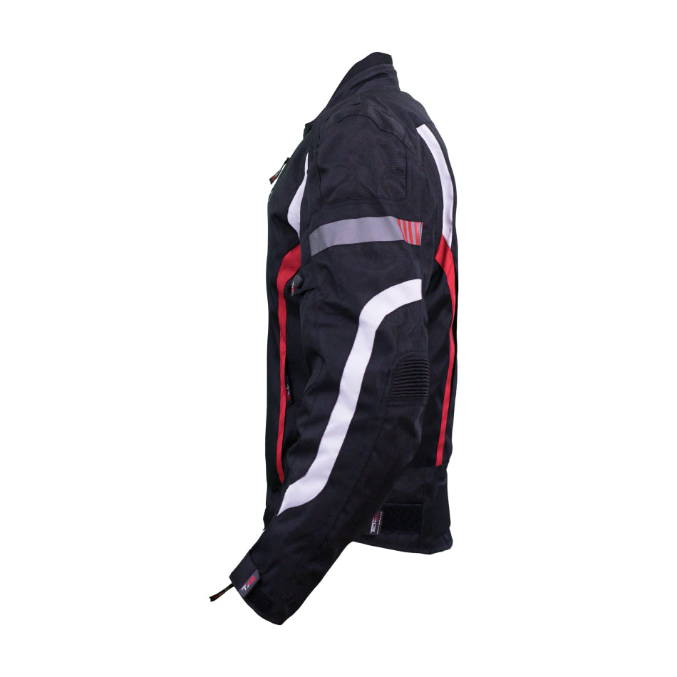 Chamarra para Motociclista TECHX2 SP-1348 Negra Rojo Blanco