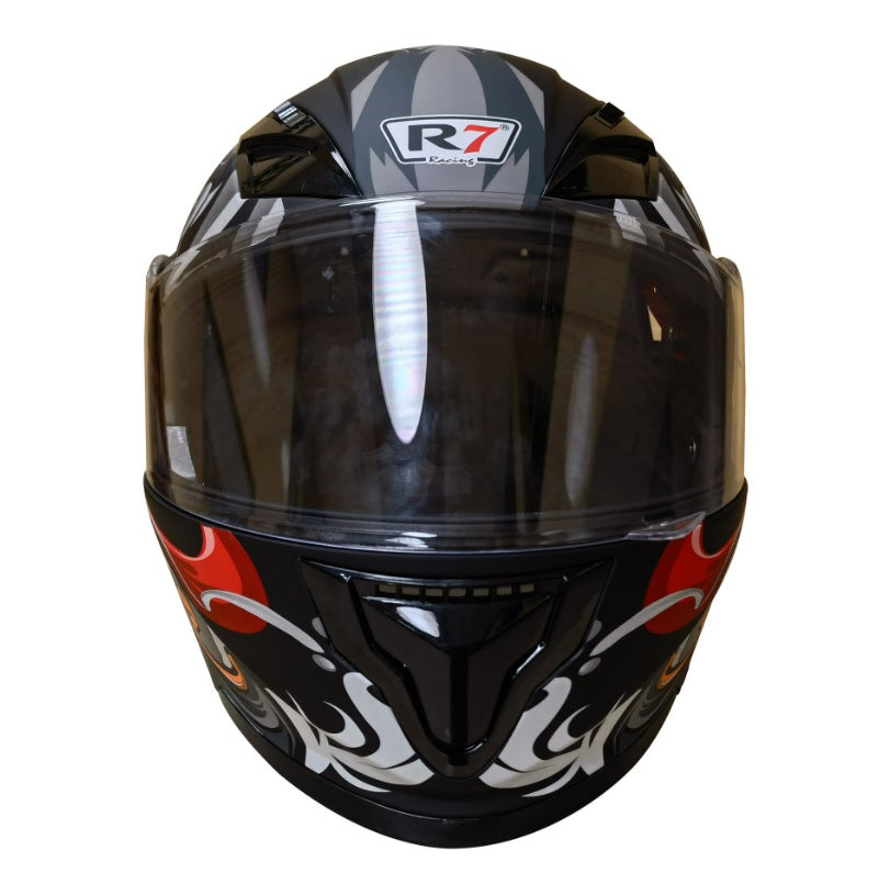 CASCO ABATIBLE R7 EXPERT POISON FANG NEGRO ROJO MATE