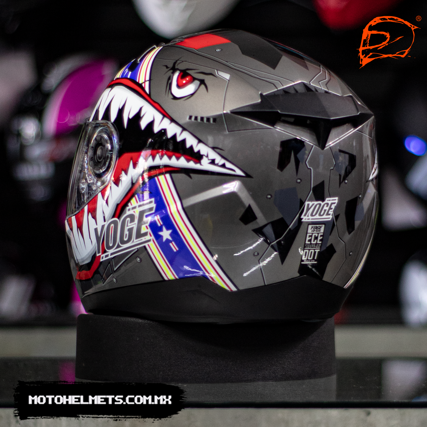 Casco Niño Yoge Cerrado Tiburon Gris