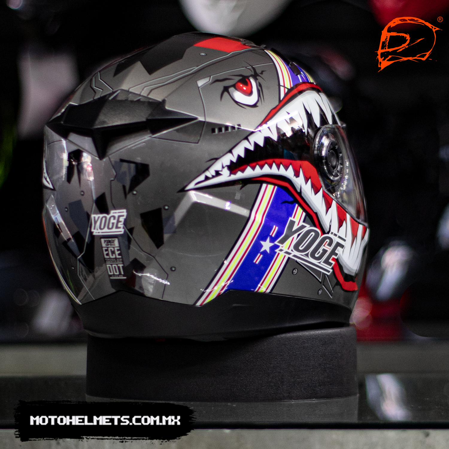 Casco Niño Yoge Cerrado Tiburon Gris