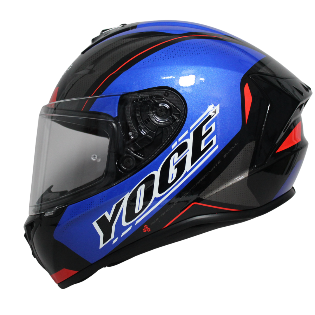 Casco Yoge Dekers E7 Negro/Azul DP815 Doble Certificación - Moto Helmets  -  - Cascos, Integrales, Nuevo