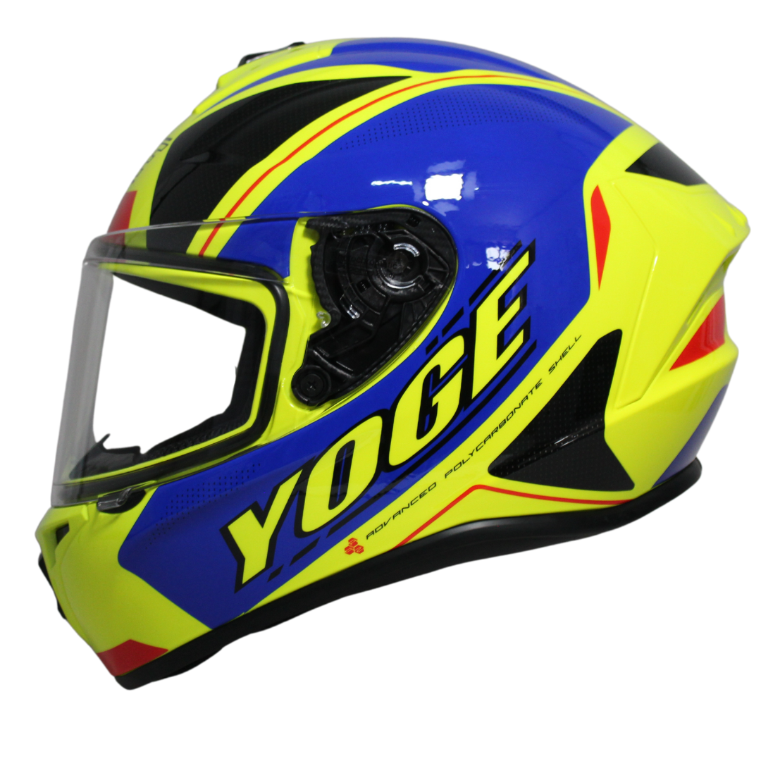 Casco Yoge Dekers D7 Amarillo/Azul DP815 Doble Certificación - Moto Helmets  -  - Cascos, Integrales, Nuevo