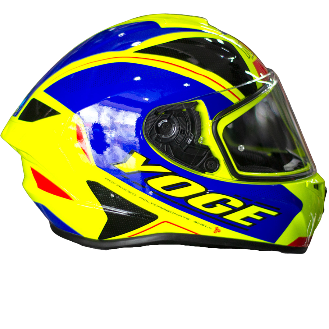 Casco Yoge Dekers D7 Amarillo/Azul DP815 Doble Certificación - Moto Helmets  -  - Cascos, Integrales, Nuevo