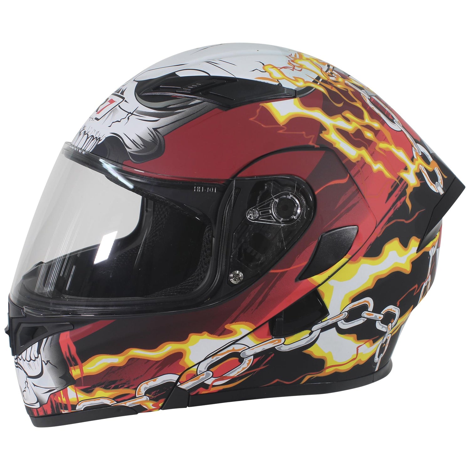 Casco Abatible R7 Unscarred Skull Chain Rjo/Bco/Ama - Moto Helmets  -  - Abatibles, Cascos, Modulares