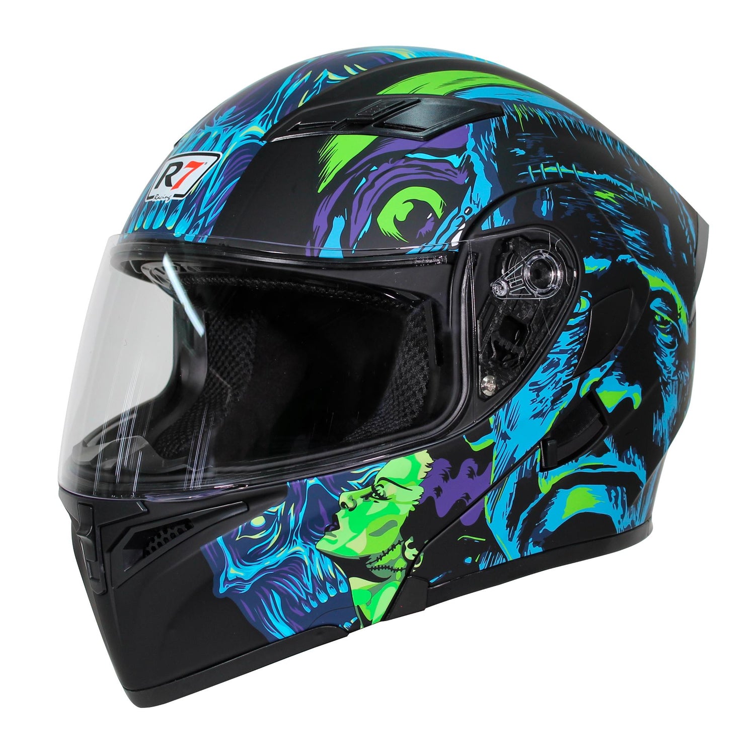 Casco Abatible R7 Unscarred Frank Ngo/Celeste/Vde - Moto Helmets  -  - Abatibles, Cascos, Modulares