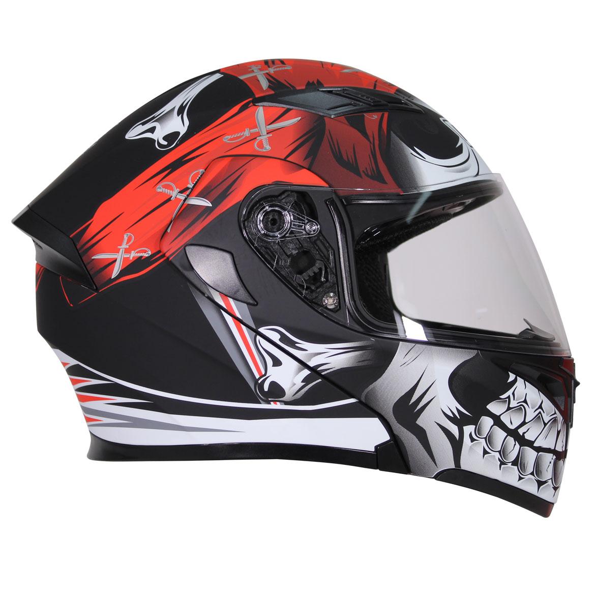 Casco Abatible R7 Unscarred Pirata Ngo/Rjo/Bco - Moto Helmets  -  - Abatibles, Cascos, Modulares