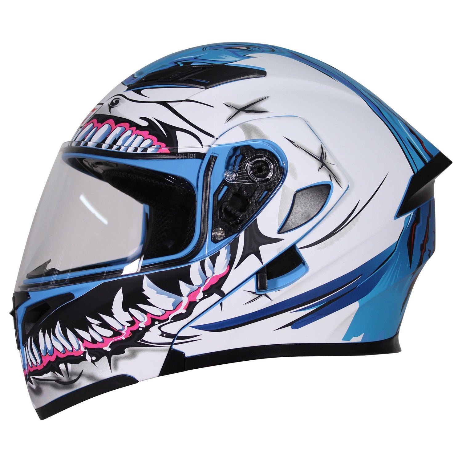 Casco Abatible R7 Unscarred Tiburon Bco/Azl - Moto Helmets  -  - Abatibles, Cascos, Modulares