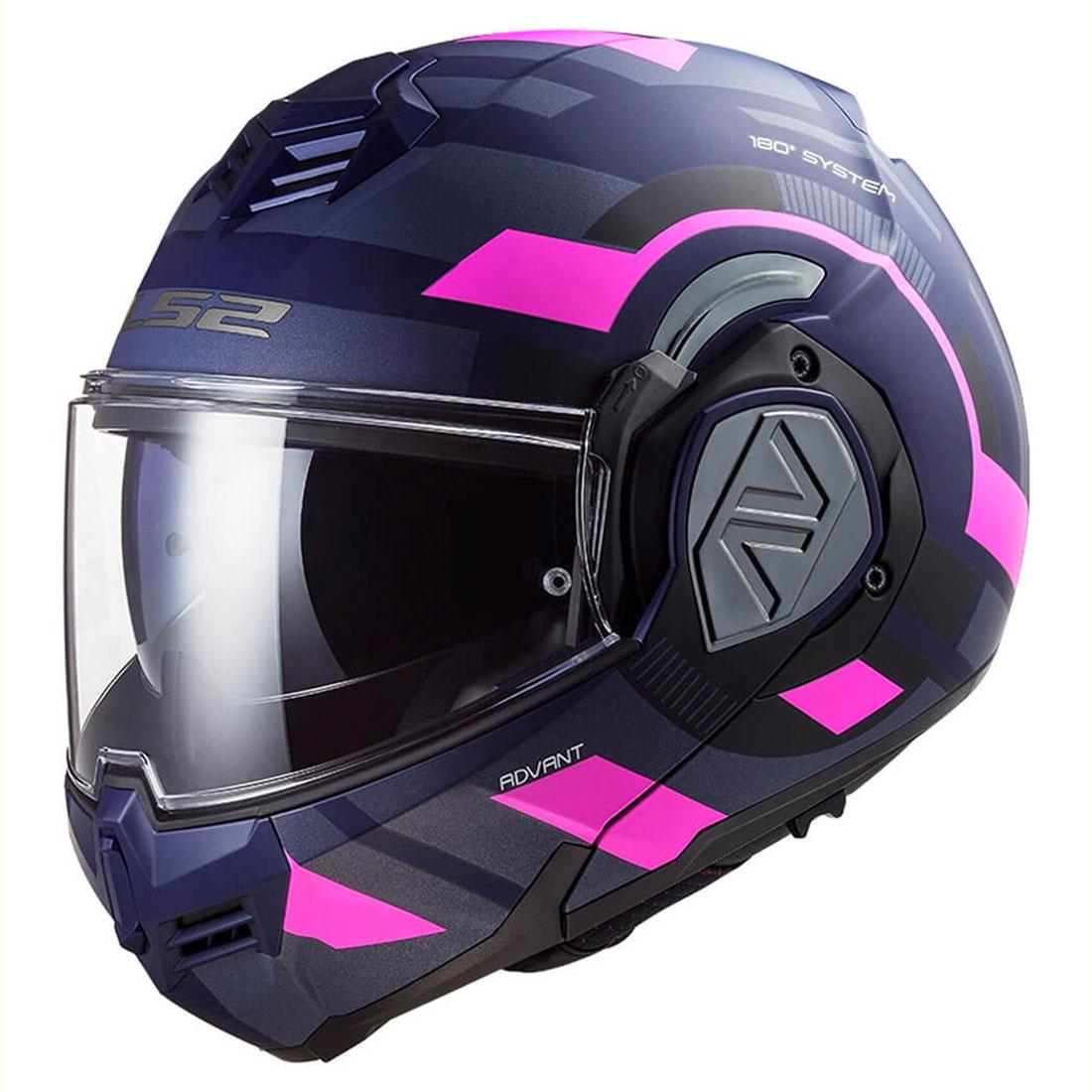 CASCO ABATIBLE  LS2 ADVANT VELUM AZUL ROSA FF906