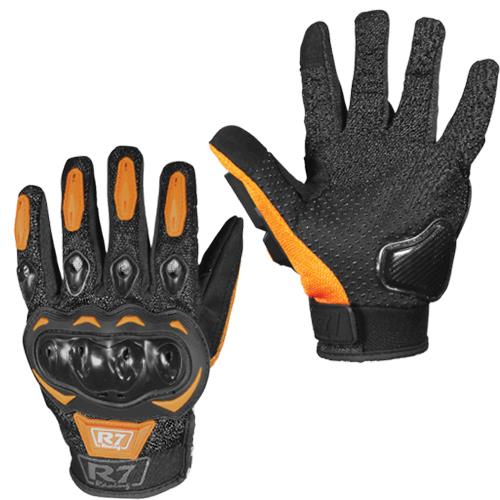 Guantes Con Protección R7 1 Naranja Touch Y Limpia Micas - Moto Helmets  -  - Equipo, guantes