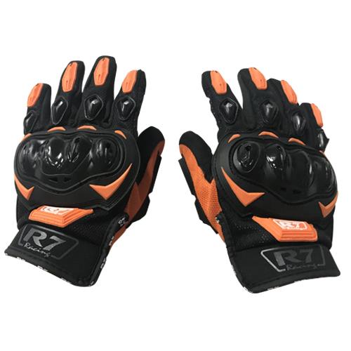 Guantes Con Protección R7 1 Naranja Touch Y Limpia Micas - Moto Helmets  -  - Equipo, guantes